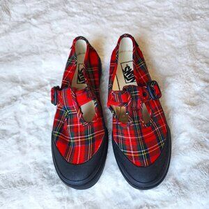 Vans Mary Jane Plaid -  Red / Black Plaid Design- Size Womens 7.5 US